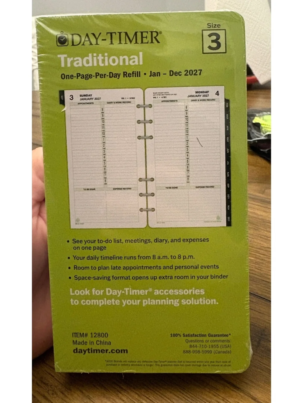 Day-Timer Traditional One-Page-Per-Day Refill Size 3 Jan-Dec 2027